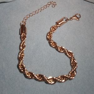 ION Plated Rose Gold Toned Stainless Steel Twisted Rope Chain Bracelet